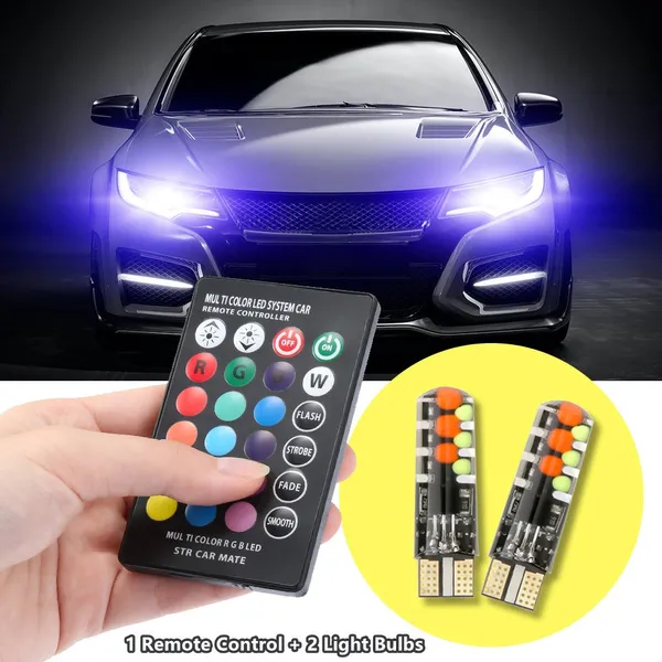 LED Multicolor Car parking light bulb (with remote contol)