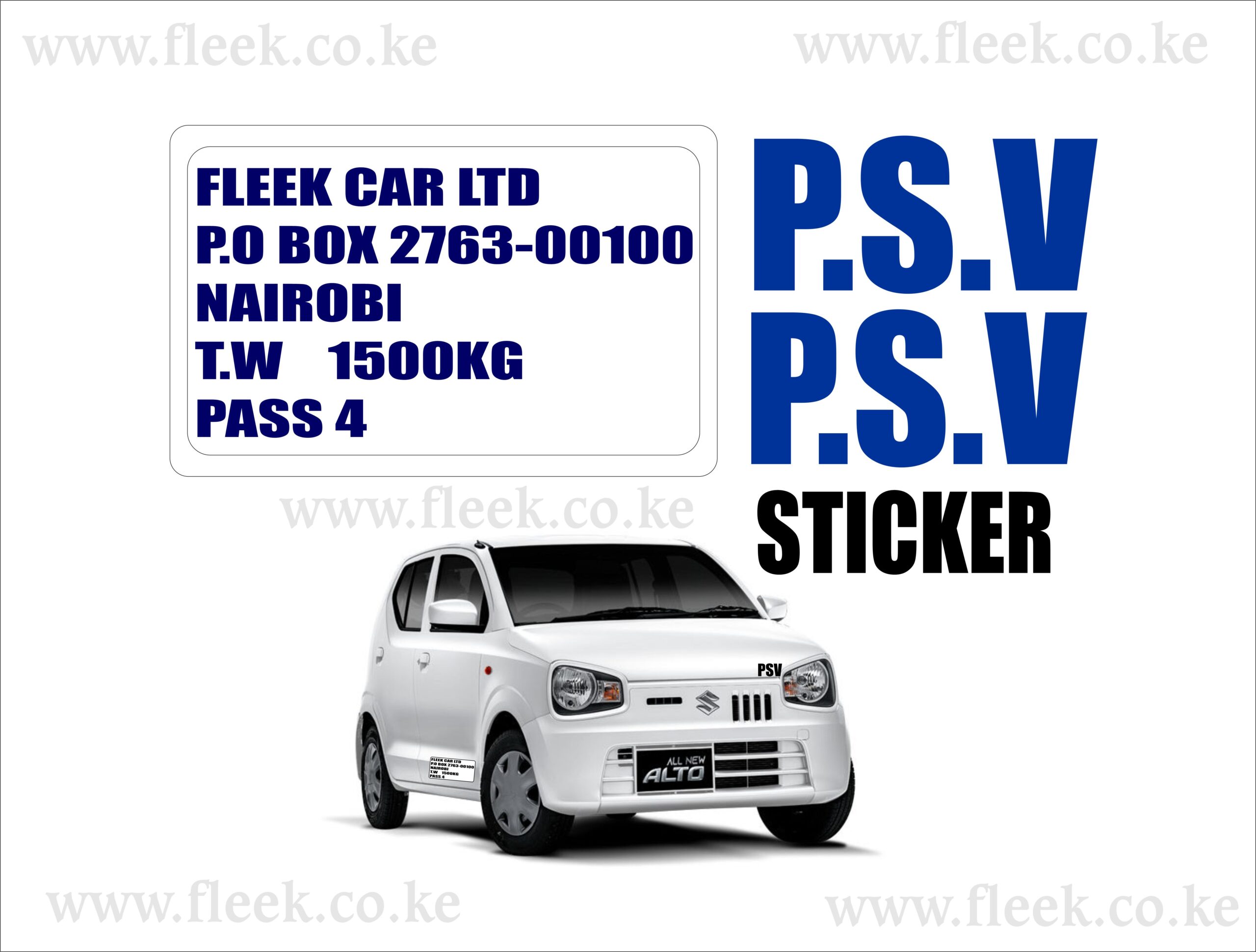 P.S.V & Address Vehicle Sticker Sign